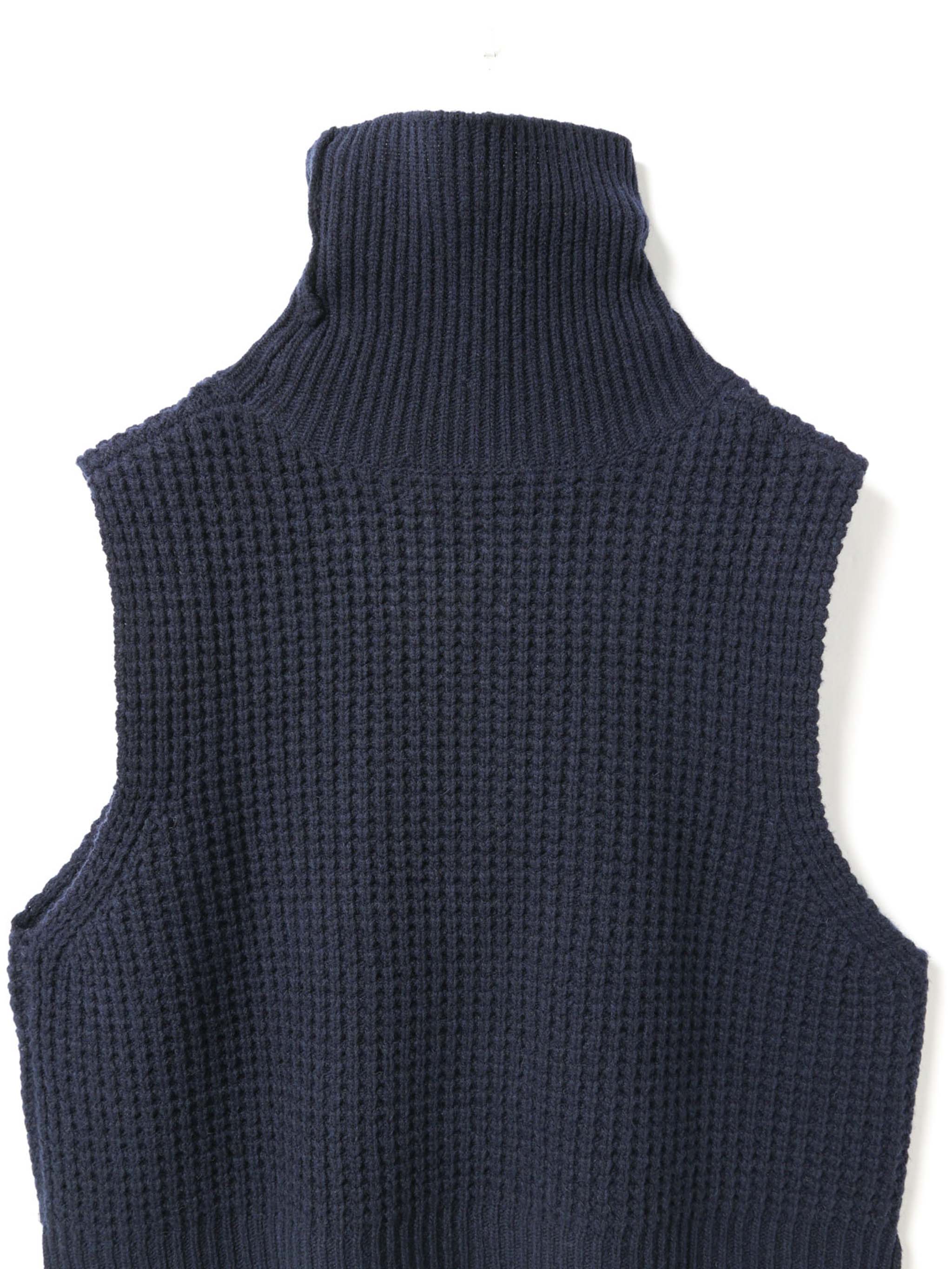 waffle high neck vest | 4-220093 – mizuiro ind