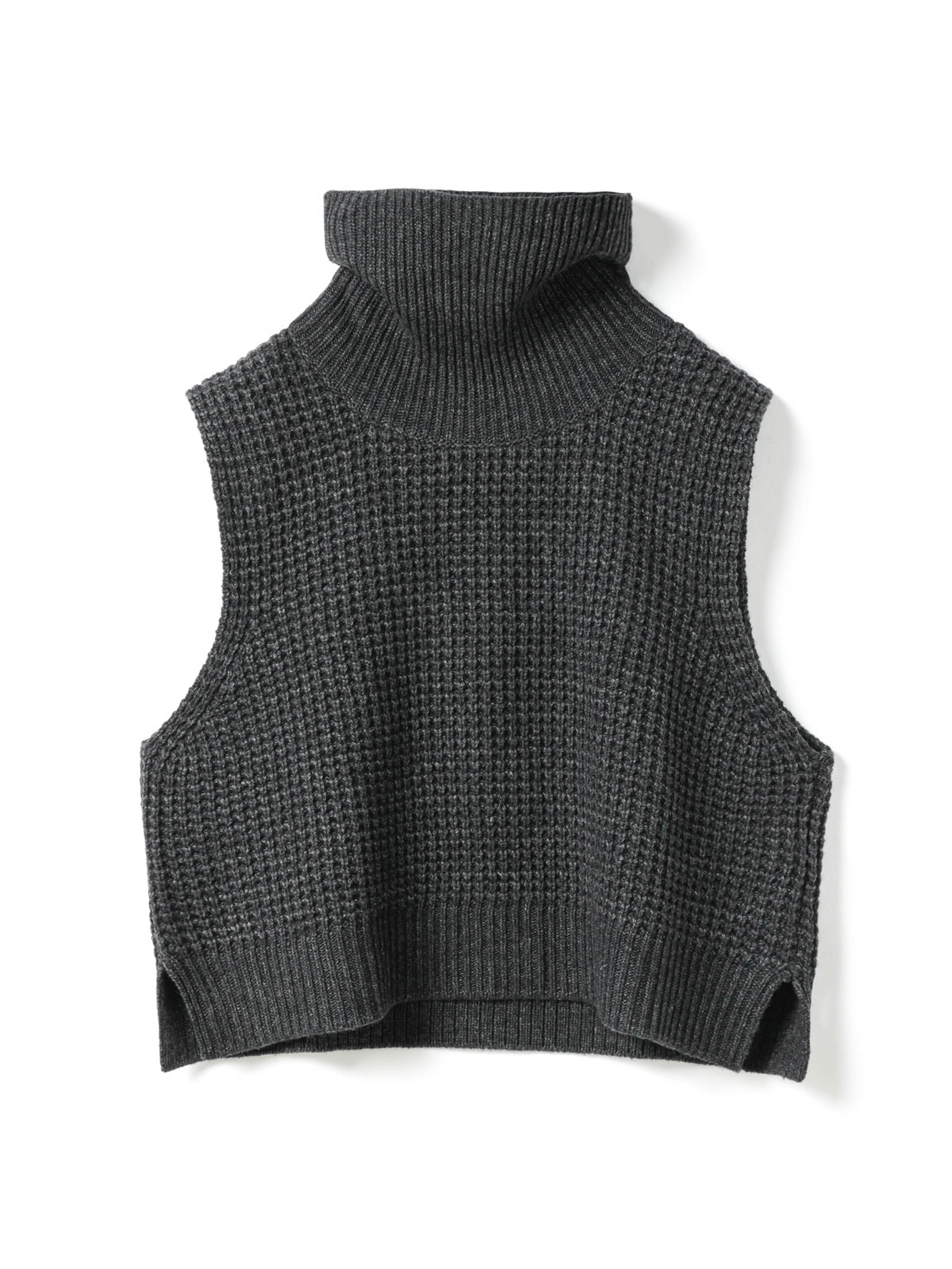 waffle high neck vest | 4-220093 – mizuiro ind