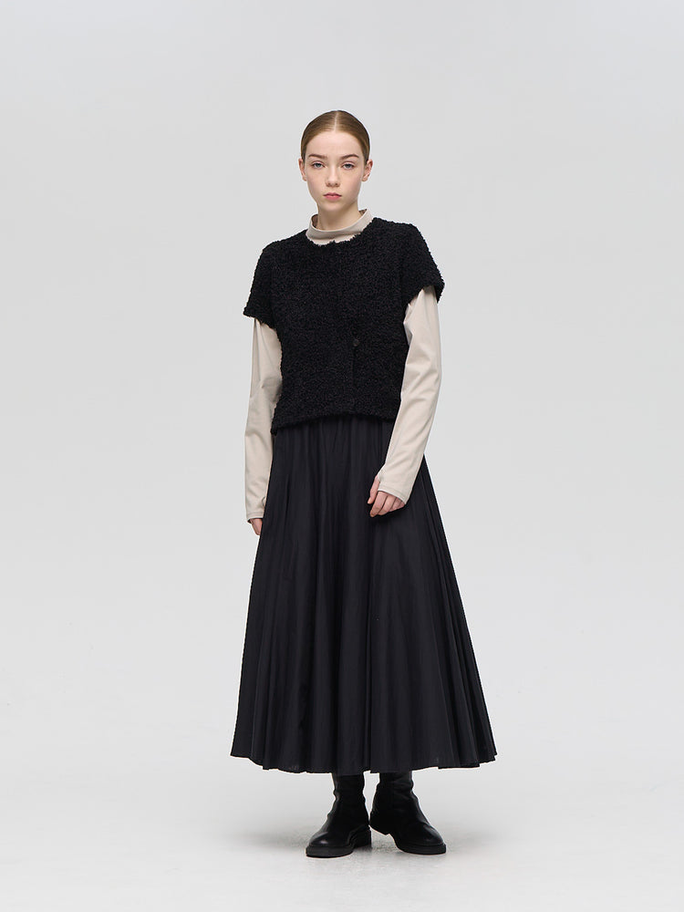 mizuiro ind ヘアリーヤーンフレンチスリーブカーディガン