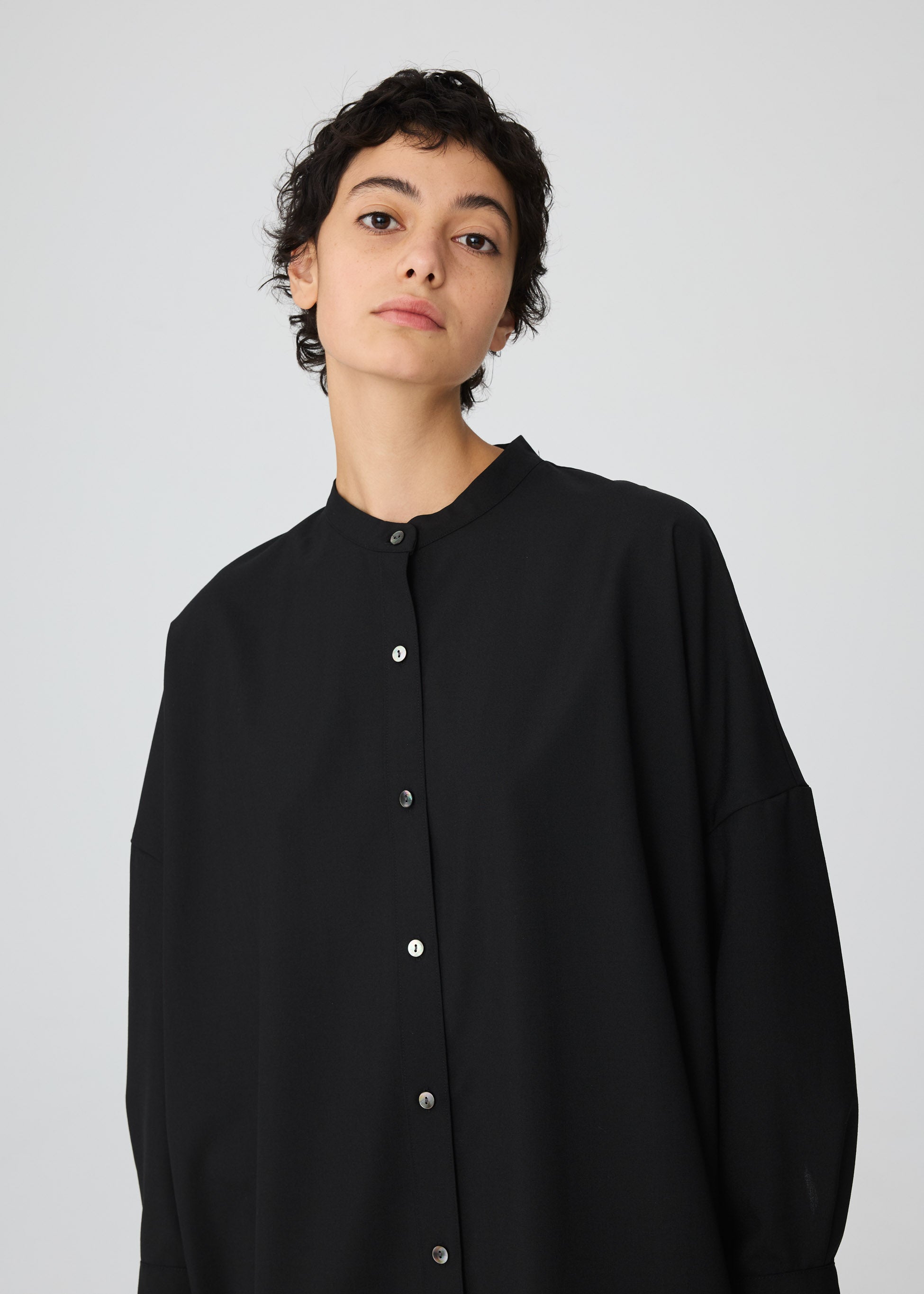 T/W stand collar shirt tunic | 4-230018 – mizuiro ind