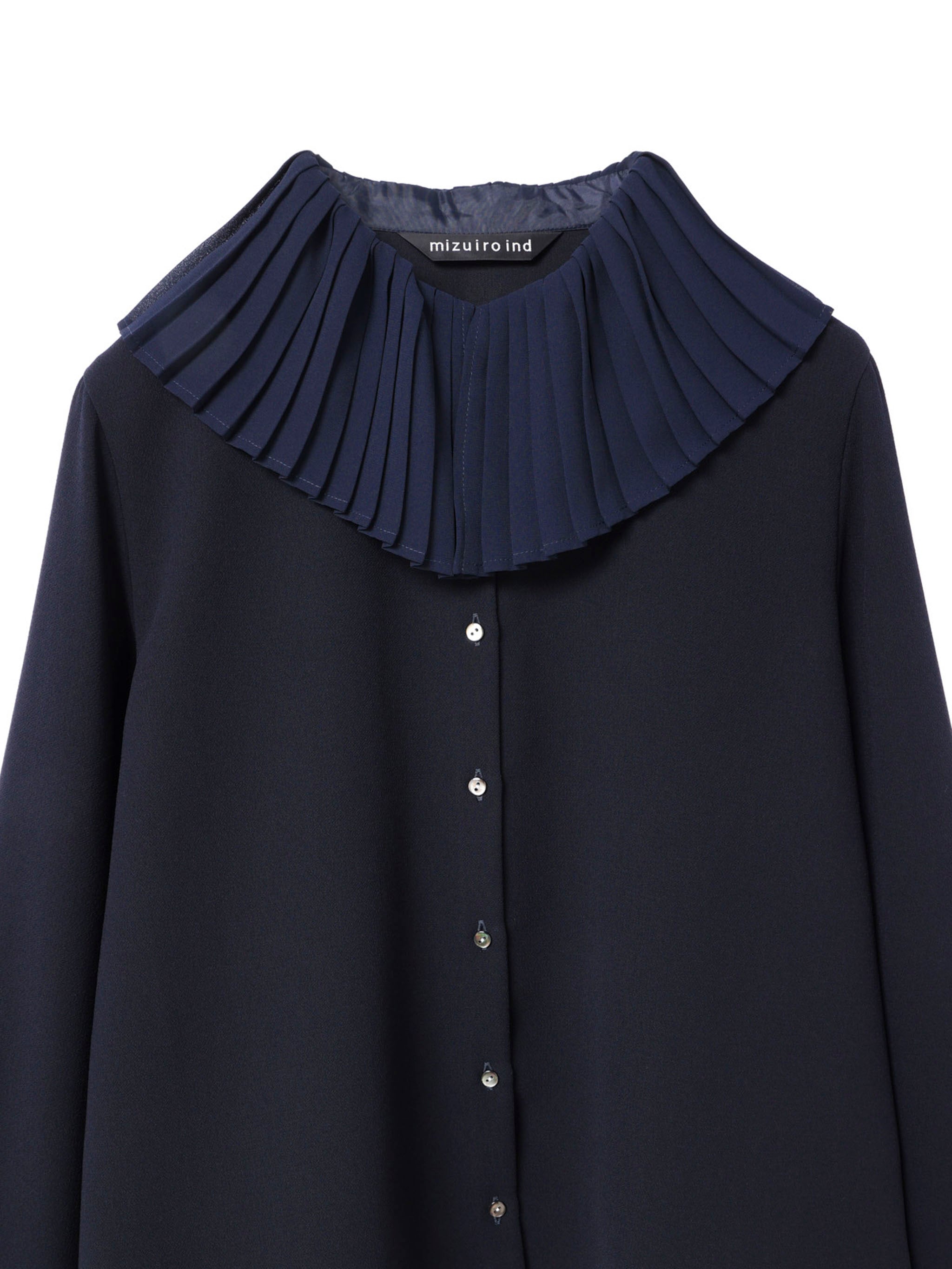 新品タグ付き　mizuiro ind　pleats collar shirts mizuiro ind(ミズイロインド)｜pleats collar shirt シャツ