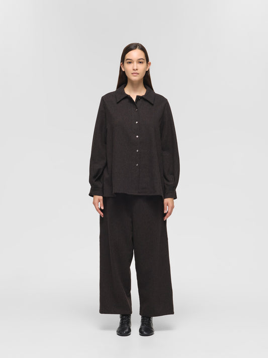 wool blend ballon slv tunic shirt | 4-230055