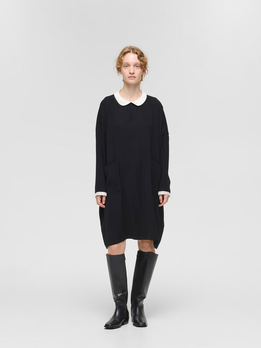 satin cocoon OP with collar | 4-250050