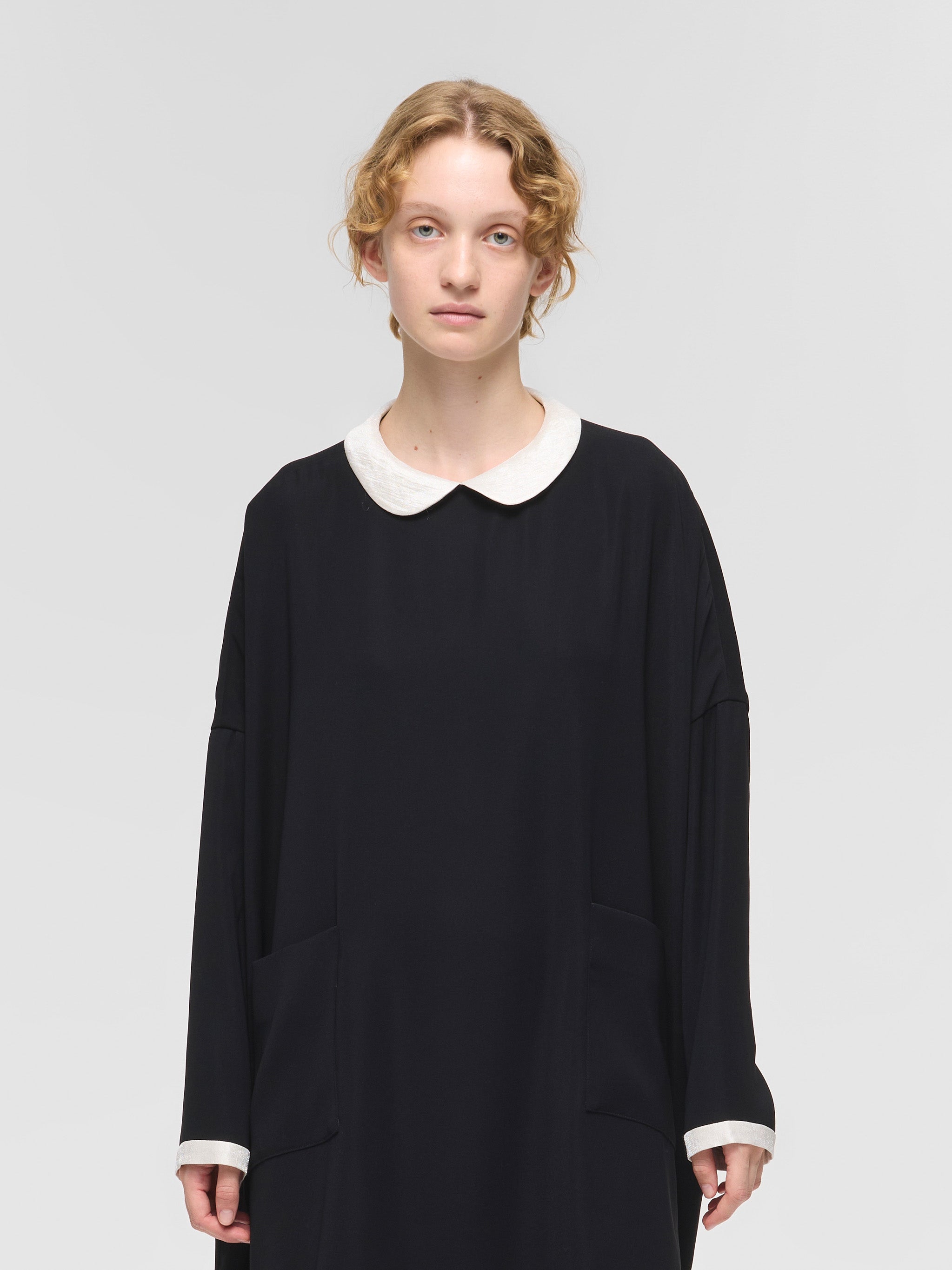 satin cocoon OP with collar | 4-250050 – mizuiro ind