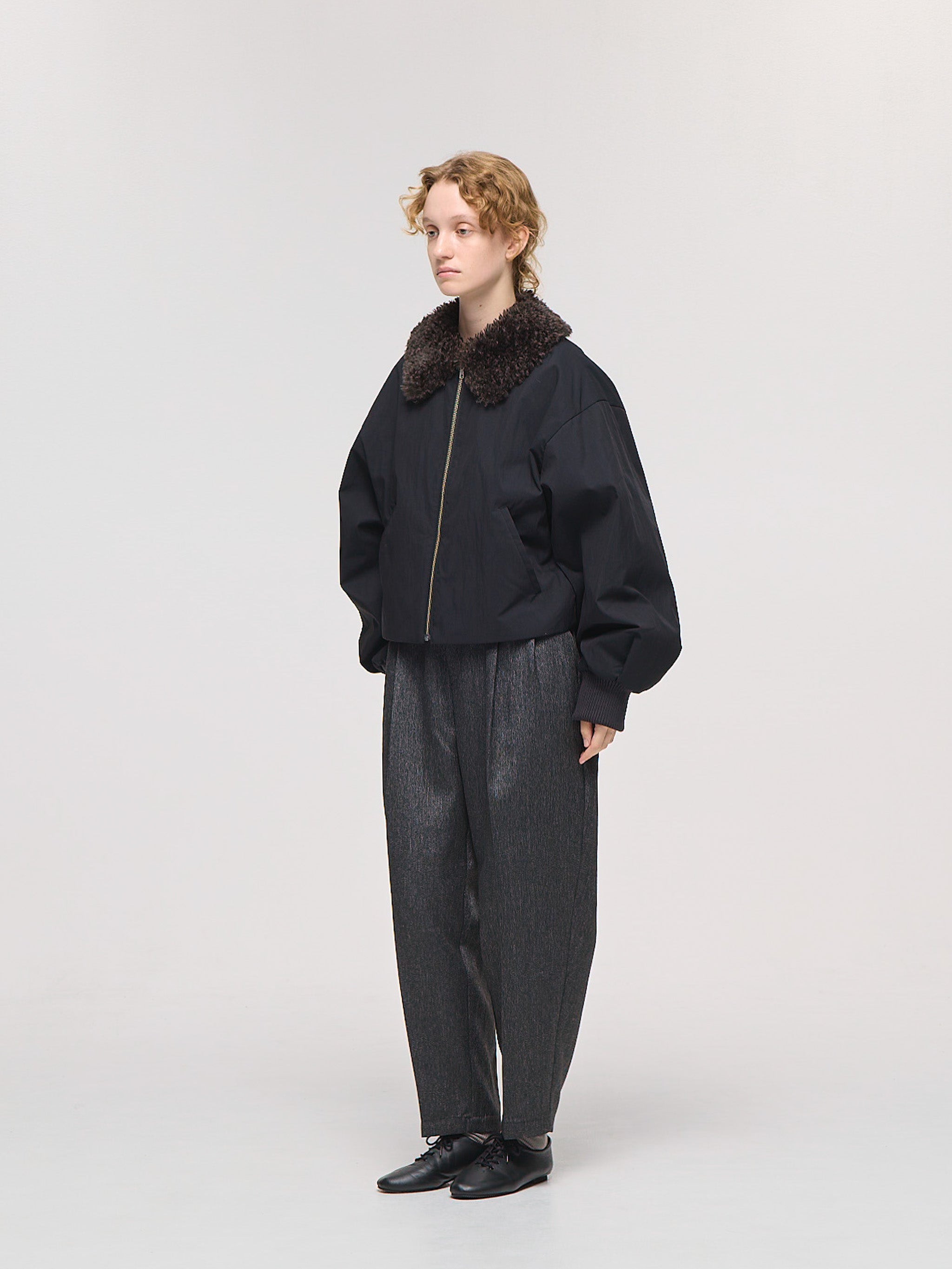 boa collar short blouson | 4-270037 – mizuiro ind