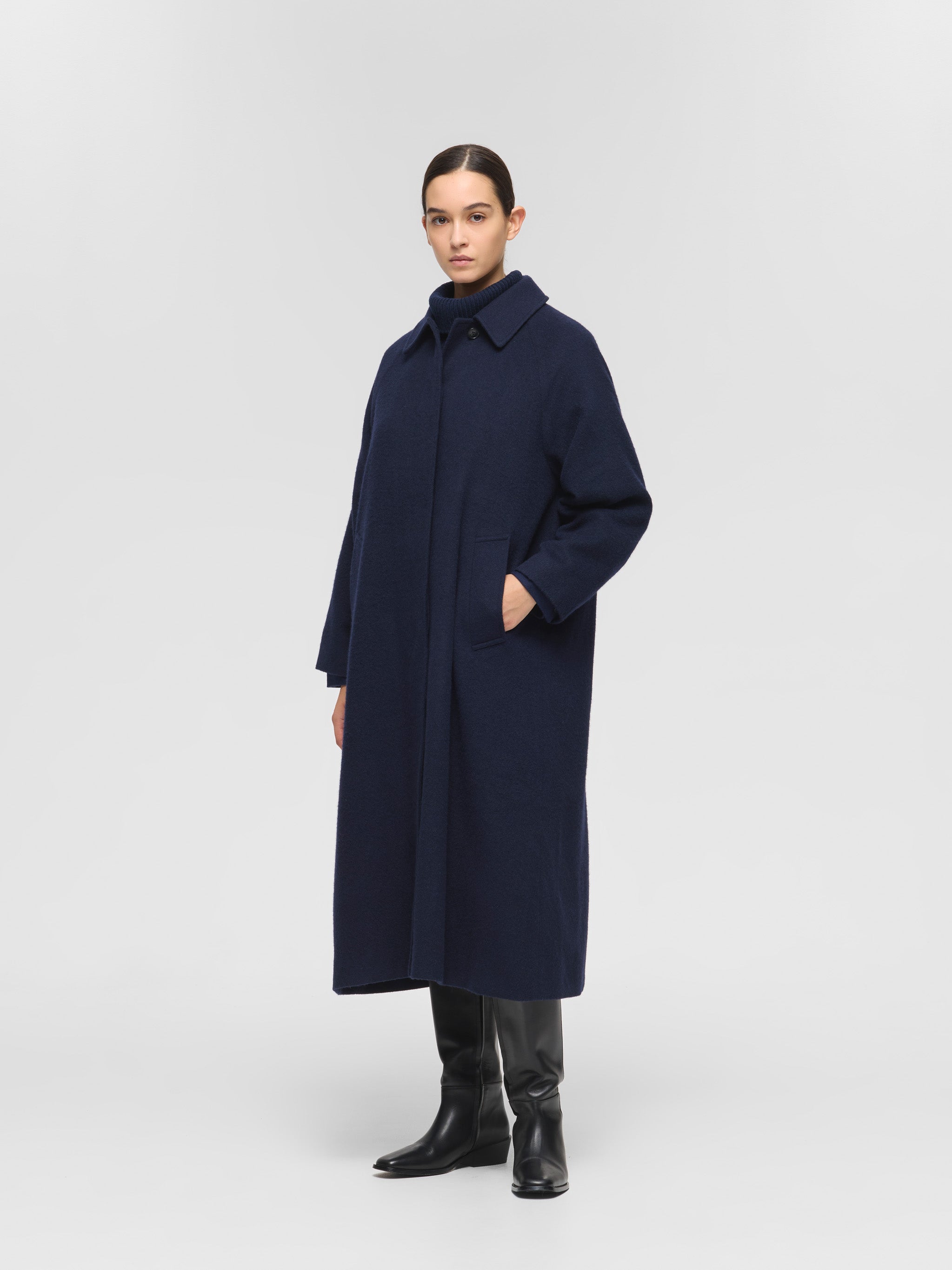 wool blend balmacaan coat | 4-270041 – mizuiro ind